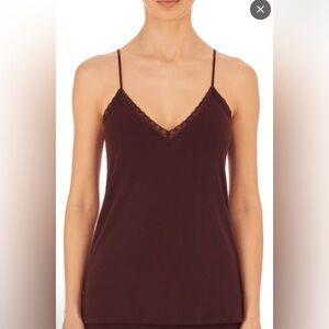 NWT Natori Women's Size S Vino Bliss Lace Trim Cotton Camisole Cami Tank Top $56